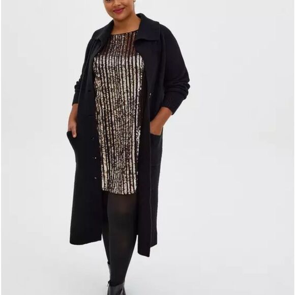 Torrid Sequin Trapeze A-Line Dress - Champagne Metallic - Size 4 - Picture 11 of 11